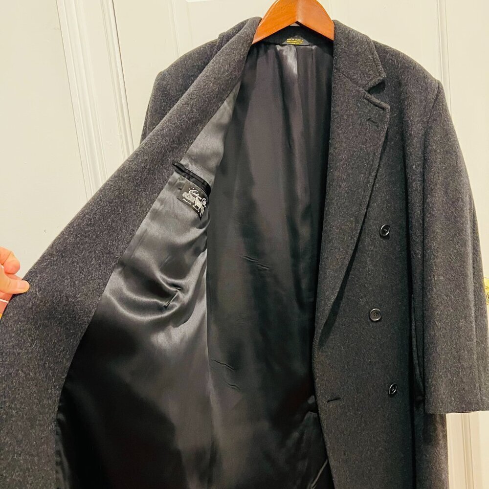 Vintage Men’s Pierre Cardin Cashmere Wool Blend Double Breasted Long Over Coat - Picture 5 of 16